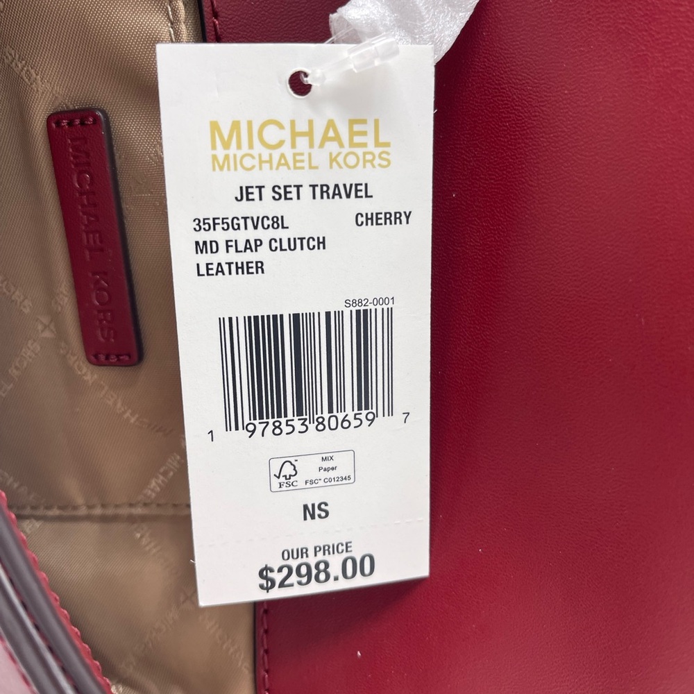 MICHAEL KORS Jet Set Md Leather Flap Clutch Crossbody Shoulder Bag Wallet
Cherry - Picture 10 of 16